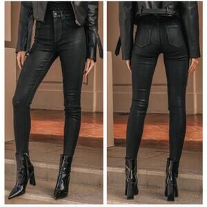 NWOT Pistola Aline High Rise Skinny Black Coated Jeans Night Sky 26 Moto Grunge